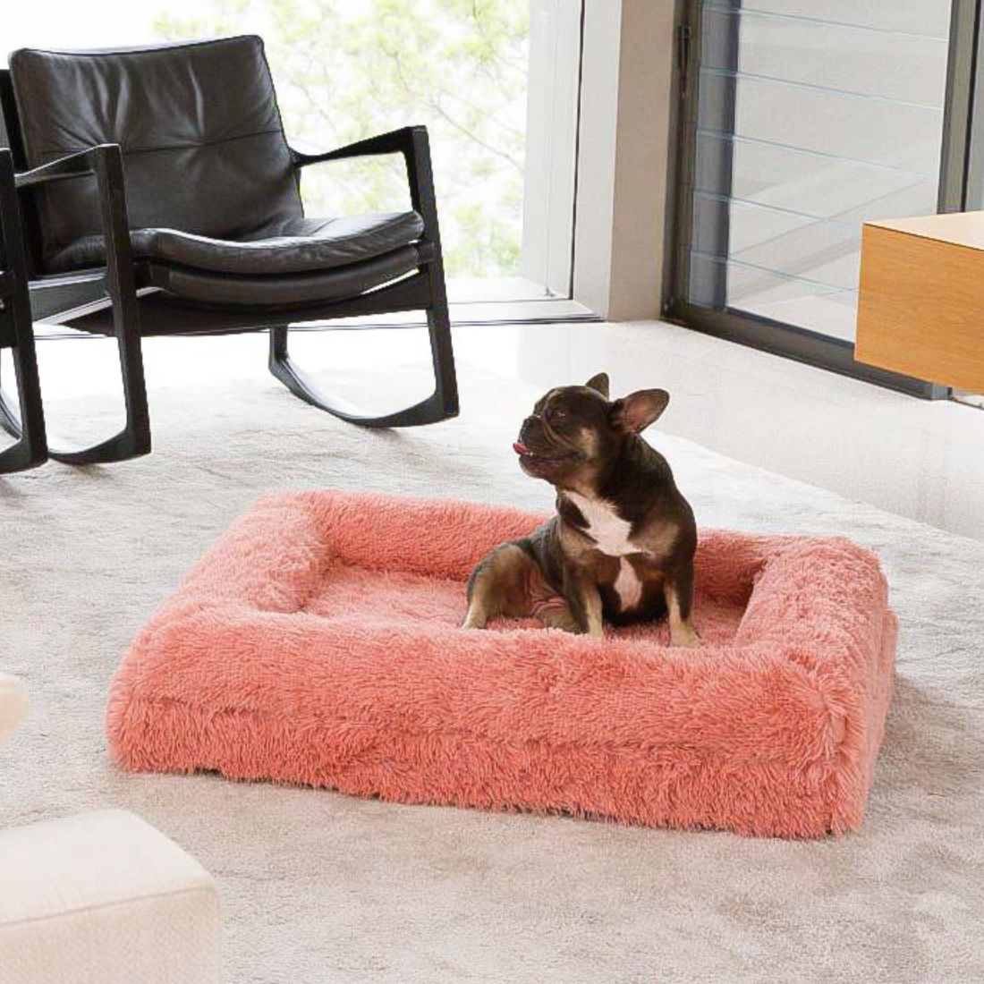 Memory Foam Dog Bed - Shag Pink
