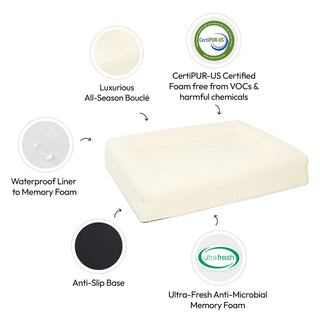 Memory Foam Dog Bed - Boucle Ivory Bouclé