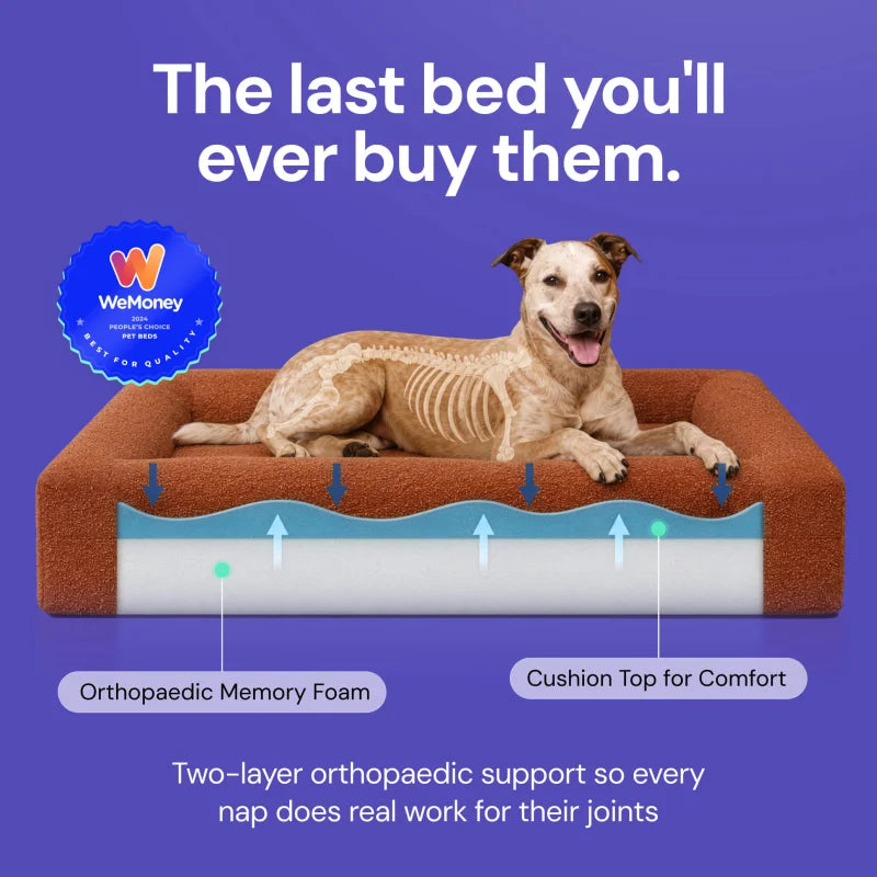 Memory Foam Dog Bed - Bouclé Terracotta - Bouclé