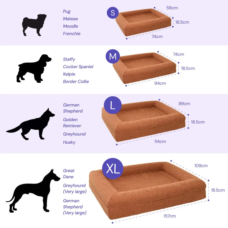 Memory Foam Dog Bed - Bouclé Terracotta - Bouclé