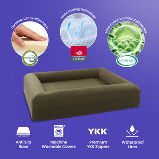 Cooling Dog Bed - Seaweed Memory Foam