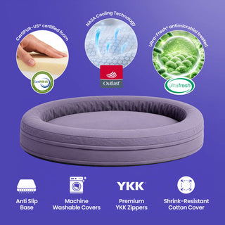 Cooling Round Dog Bed - Midnight
