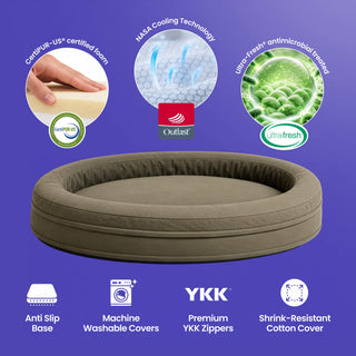 Cooling Round Dog Bed - Seaweed
