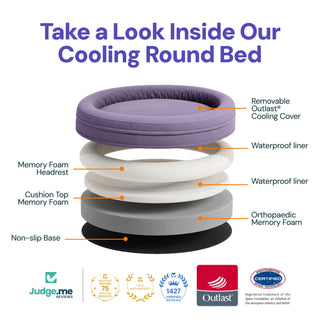 Cooling Round Dog Bed - Midnight