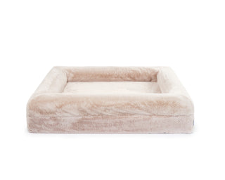 Memory Foam Dog Bed Faux Fur Pearl