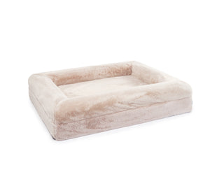 Memory Foam Dog Bed Faux Fur Pearl