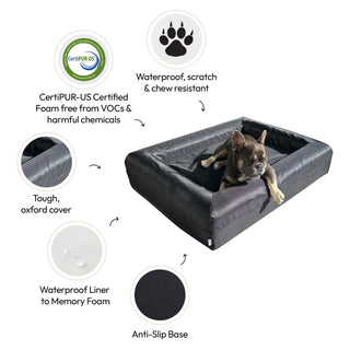 Memory Foam Dog Bed - Armour Black