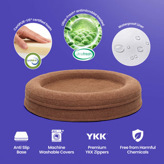 Round Memory Foam Dog Bed - Bouclé Cocoa