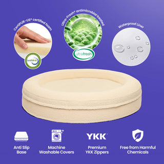 Round Memory Foam Dog Bed - Bouclé Ivory