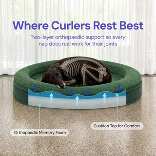 Round Memory Foam Dog Bed - Bouclé Terracotta