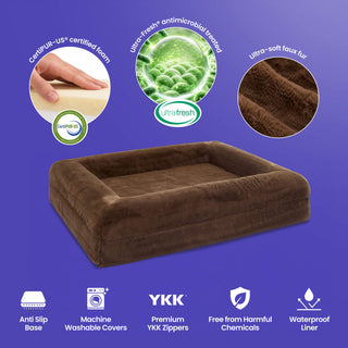 Memory Foam Dog Bed - Faux Fur Chocolate