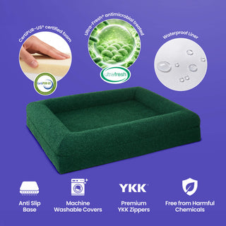 Memory Foam Dog Bed - Bouclé Forest Green