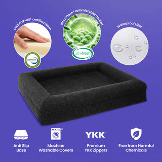 Memory Foam Dog Bed - Bouclé Nero