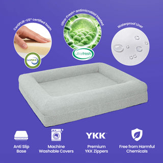 Memory Foam Dog Bed - Bouclé Speckle Green