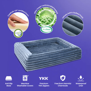 Memory Foam Dog Bed - Puffer Steel Blue