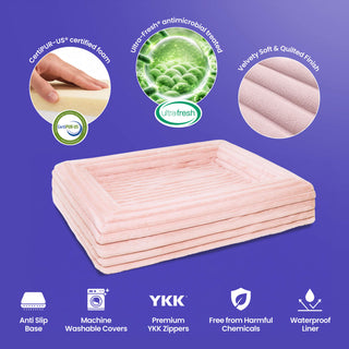 Memory Foam Dog Bed - Puffer Rosewater