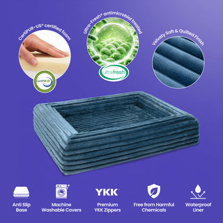 Memory Foam Dog Bed - Puffer Steel Blue