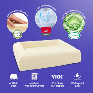 Cooling Dog Bed - Natural Memory Foam - Cooling