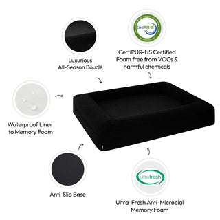 Memory Foam Dog Bed - Boucle Nero Bouclé