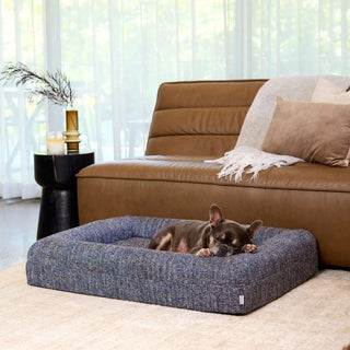 Memory Foam Dog Bed - Boucle Speckle Blue Bouclé