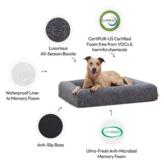 Memory Foam Dog Bed - Boucle Speckle Blue Bouclé