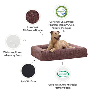 Memory Foam Dog Bed - Boucle Speckle Red Bouclé