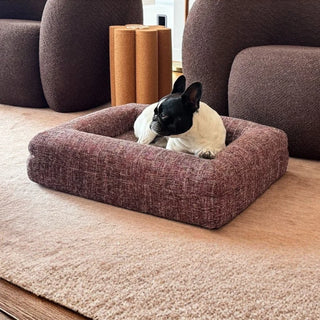 Memory Foam Dog Bed - Bouclé Speckle Red Bouclé