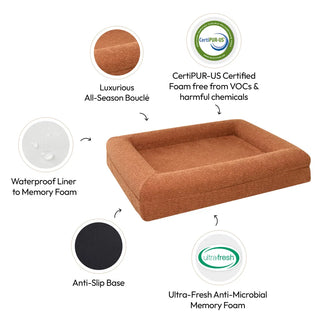 Memory Foam Dog Bed - Boucle Terracotta Bouclé
