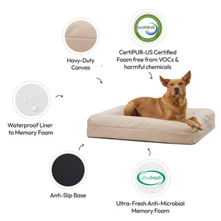 Memory Foam Dog Bed Canvas Sand Canvas
