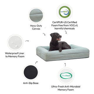 Memory Foam Dog Bed Canvas Seafoam Canvas