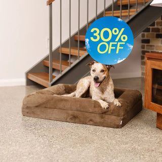 Memory Foam Dog Bed Faux Fur Chocolate Brown
