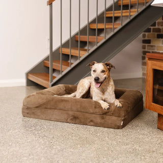 Memory Foam Dog Bed Faux Fur Chocolate Brown