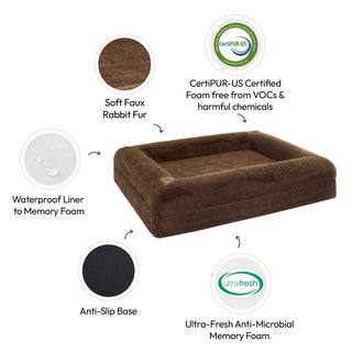 Memory Foam Dog Bed Faux Fur Chocolate Brown