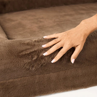 Memory Foam Dog Bed Faux Fur Chocolate Brown