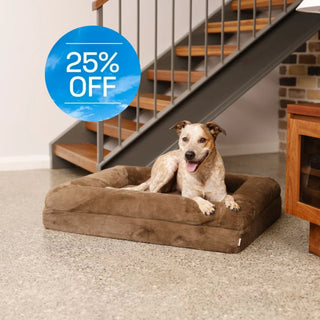 Memory Foam Dog Bed Faux Fur Chocolate Brown