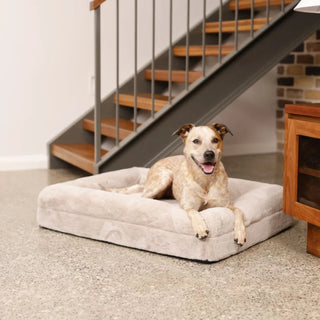 Memory Foam Dog Bed Faux Fur Pearl