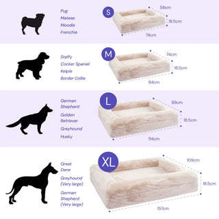 Memory Foam Dog Bed - Faux Fur Pearl - Faux Fur