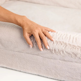 Memory Foam Dog Bed Faux Fur Pearl