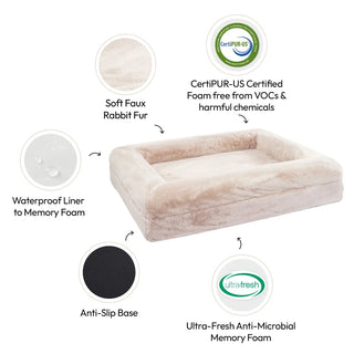 Memory Foam Dog Bed Faux Fur Pearl