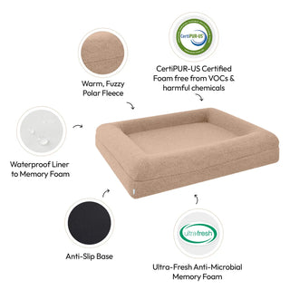 Memory Foam Dog Bed - Polar Fleece Clay Polar Fleece