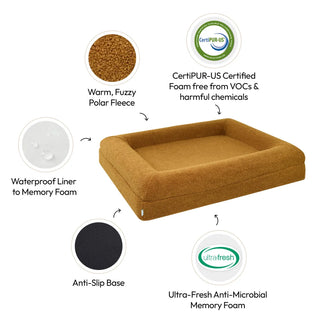 Memory Foam Dog Bed - Polar Fleece Golden Brown Polar Fleece