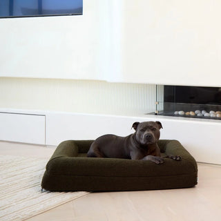 Memory Foam Dog Bed - Polar Fleece Olive Polar Fleece