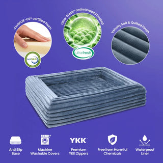 Memory Foam Dog Bed - Puffer Steel Blue - Puffer