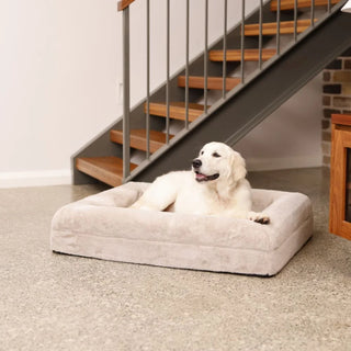 Memory Foam Dog Bed Faux Fur Pearl
