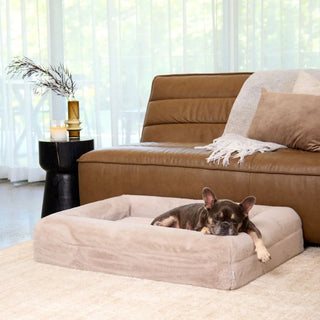 Memory Foam Dog Bed Faux Fur Pearl