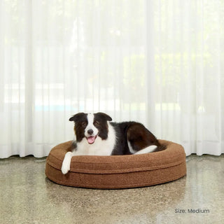 Round Memory Foam Dog Bed - Bouclé Cocoa Bouclé