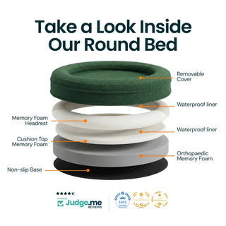 Round Memory Foam Dog Bed - Bouclé Cocoa Bouclé