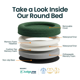 Round Memory Foam Dog Bed - Bouclé Ivory Bouclé