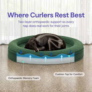 Round Memory Foam Dog Bed - Bouclé Ivory - Bouclé