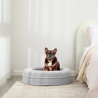 Round Memory Foam Dog Bed - Bouclé Pebble Bouclé